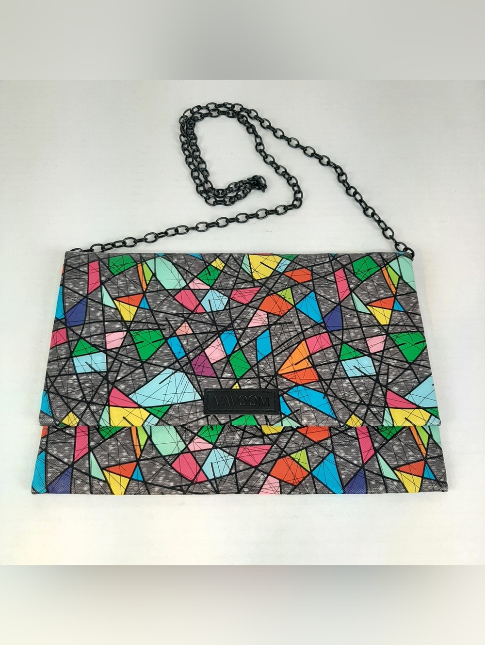 VAVOOM Multicolor Geometric Print Crossbody Chain Bag Purse